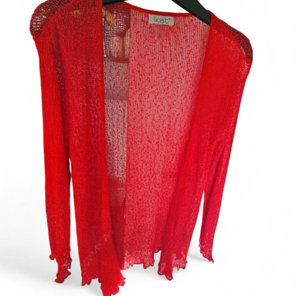 Red Women's Open-Front Lightweight Knit Bolero Shrug